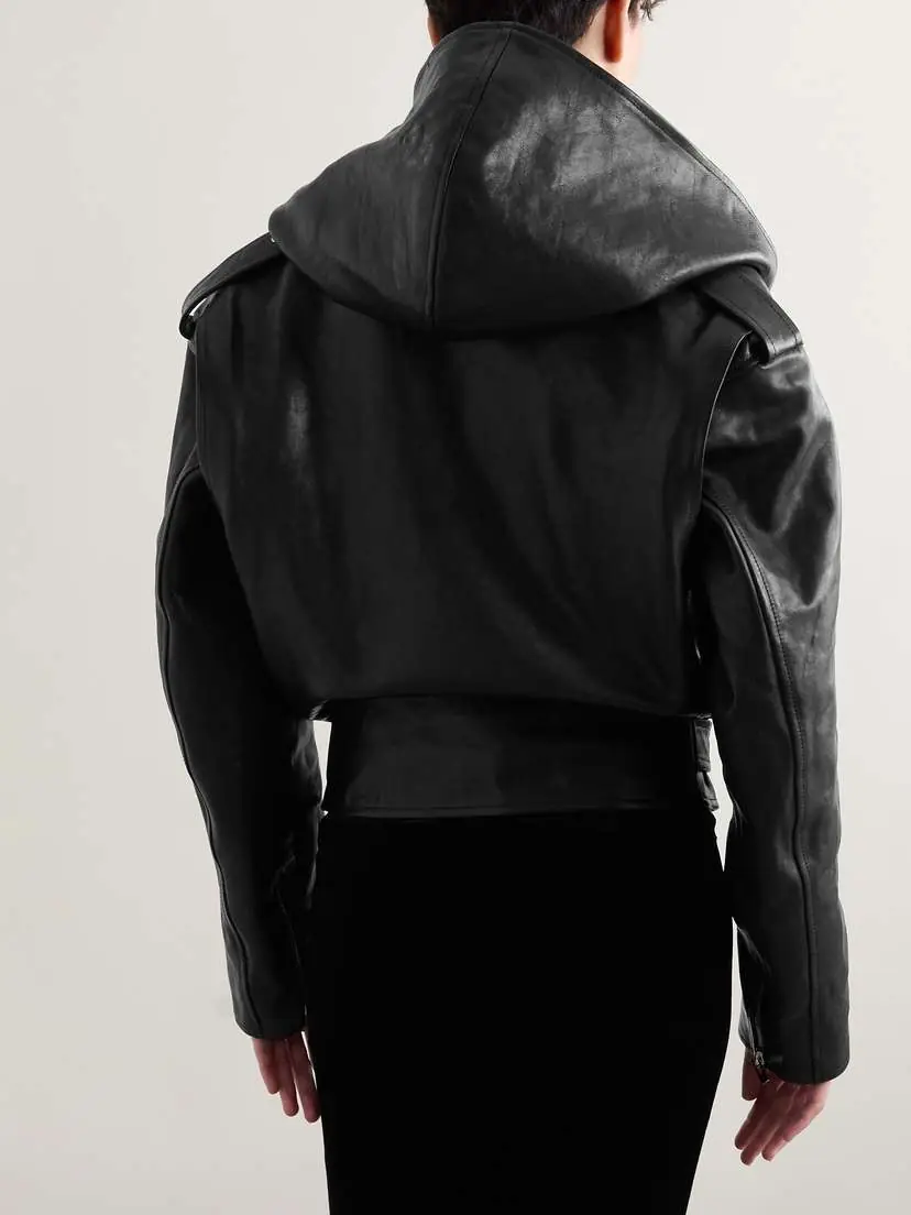 Alaïa Hooded Leather Biker Jacket | Thumbnail 4