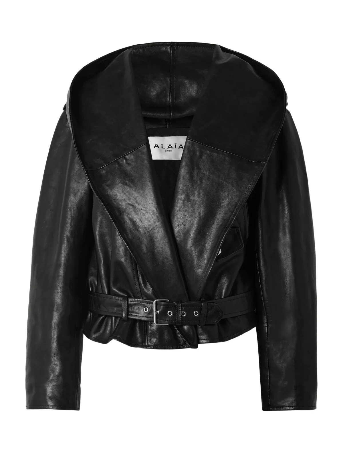 Hooded Leather Biker Jacket