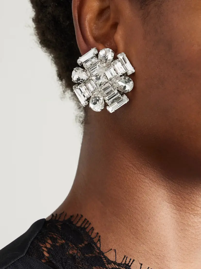 Alessandra Rich tone Crystal Clip Earrings | Thumbnail 2