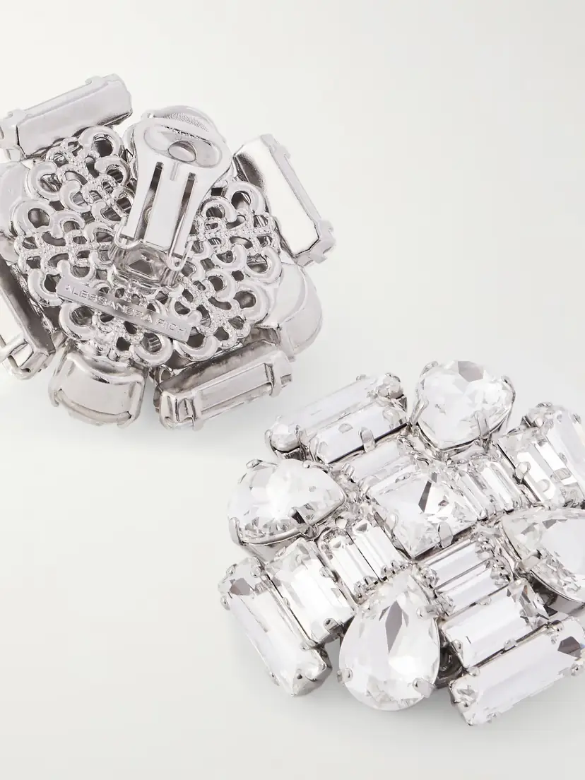 Alessandra Rich tone Crystal Clip Earrings | Thumbnail 3