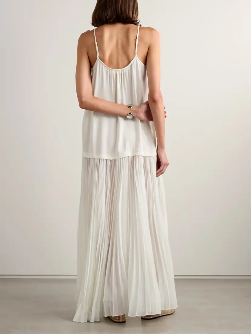Zimmermann Crepe De Chine And Plissé-chiffon Maxi Dress | Thumbnail 3
