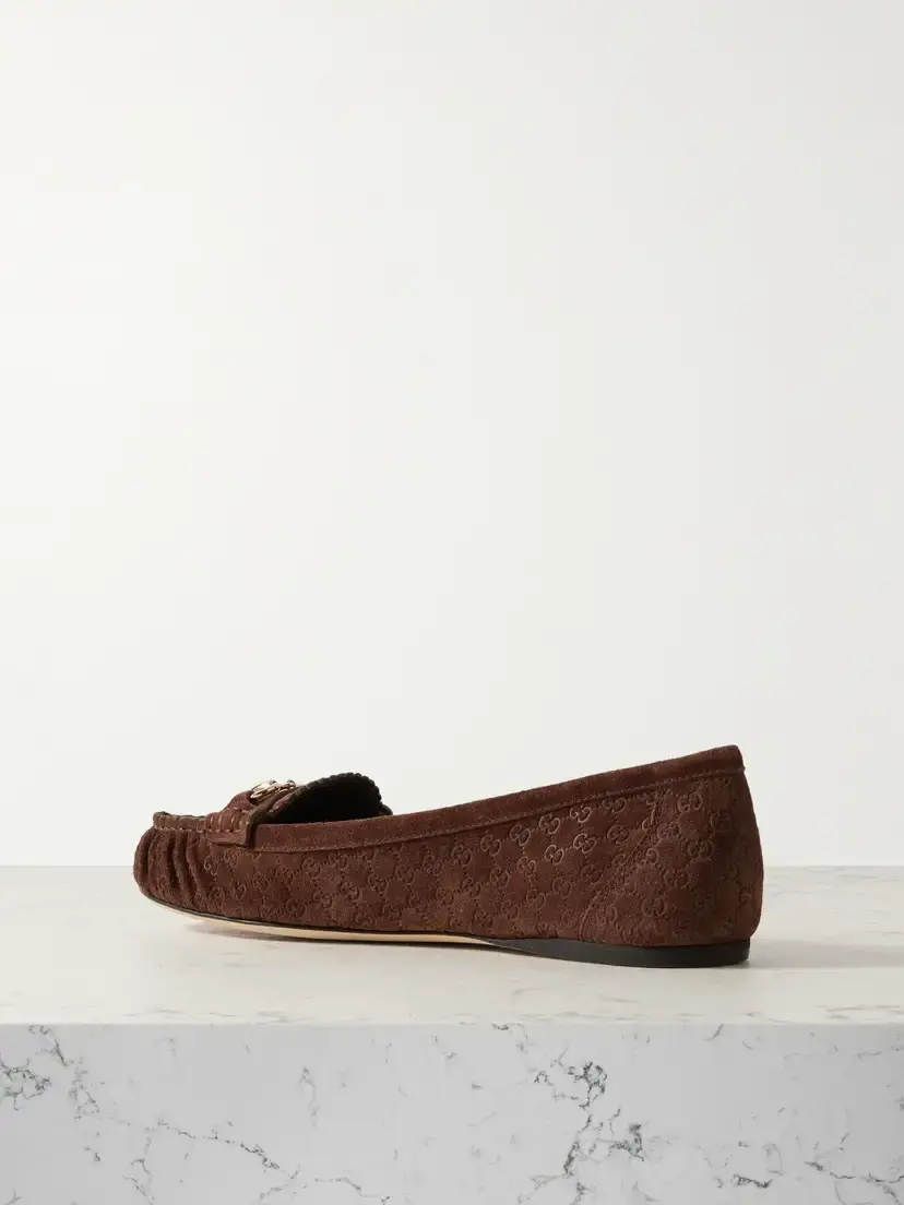 Gucci Kensington Horsebit-detailed Debossed Suede Loafers | Thumbnail 3 Gucci Kensington Horsebit-detailed Debossed Suede Loafers | Thumbnail 3