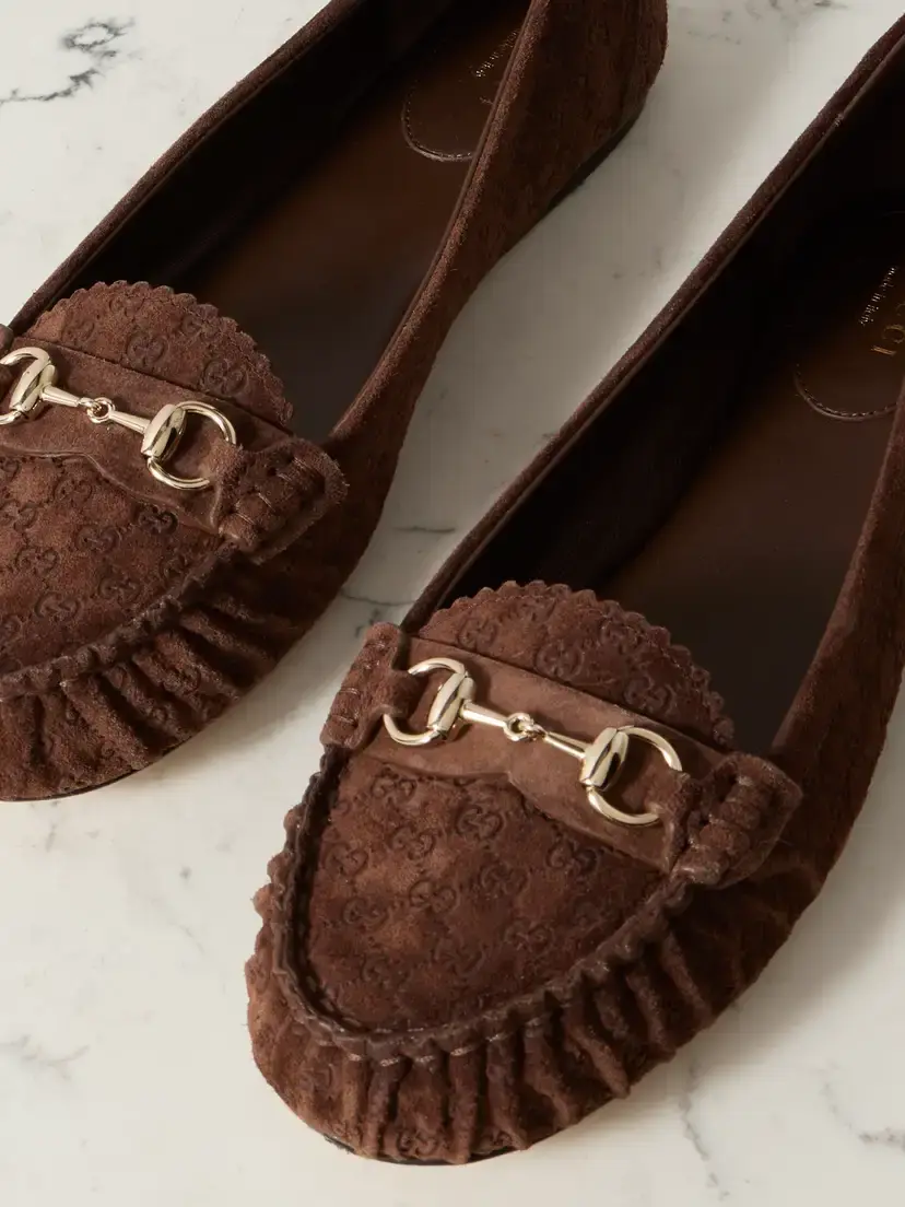 Gucci Kensington Horsebit-detailed Debossed Suede Loafers | Thumbnail 4 Gucci Kensington Horsebit-detailed Debossed Suede Loafers | Thumbnail 4