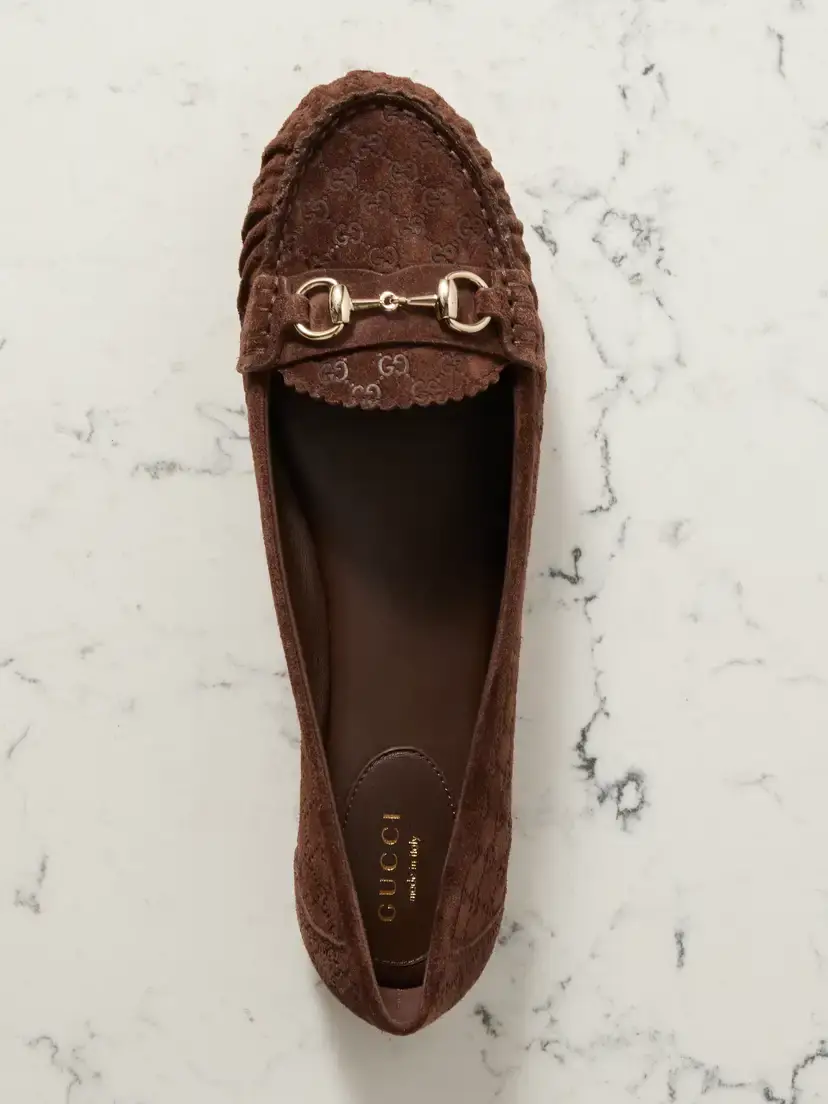 Gucci Kensington Horsebit-detailed Debossed Suede Loafers | Thumbnail 5 Gucci Kensington Horsebit-detailed Debossed Suede Loafers | Thumbnail 5