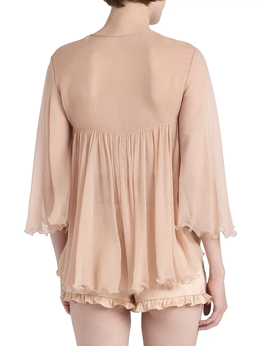 Chloé Women's Gathered Silk Georgette Blouse - Tender Peach | Thumbnail 5 Chloé Women's Gathered Silk Georgette Blouse - Tender Peach | Thumbnail 5