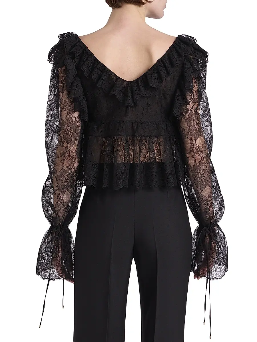 Chloé Women's Lace V-Neck Top - Black | Thumbnail 5 Chloé Women's Lace V-Neck Top - Black | Thumbnail 5