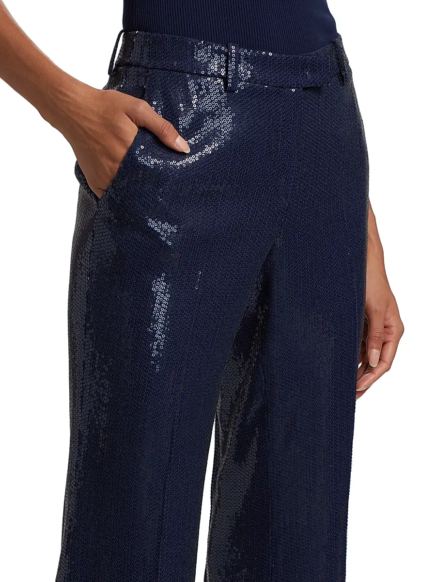 Michael Kors Collection Women's Haylee Sequined Flare Pants - Maritime | Thumbnail 6 Michael Kors Collection Women's Haylee Sequined Flare Pants - Maritime | Thumbnail 6