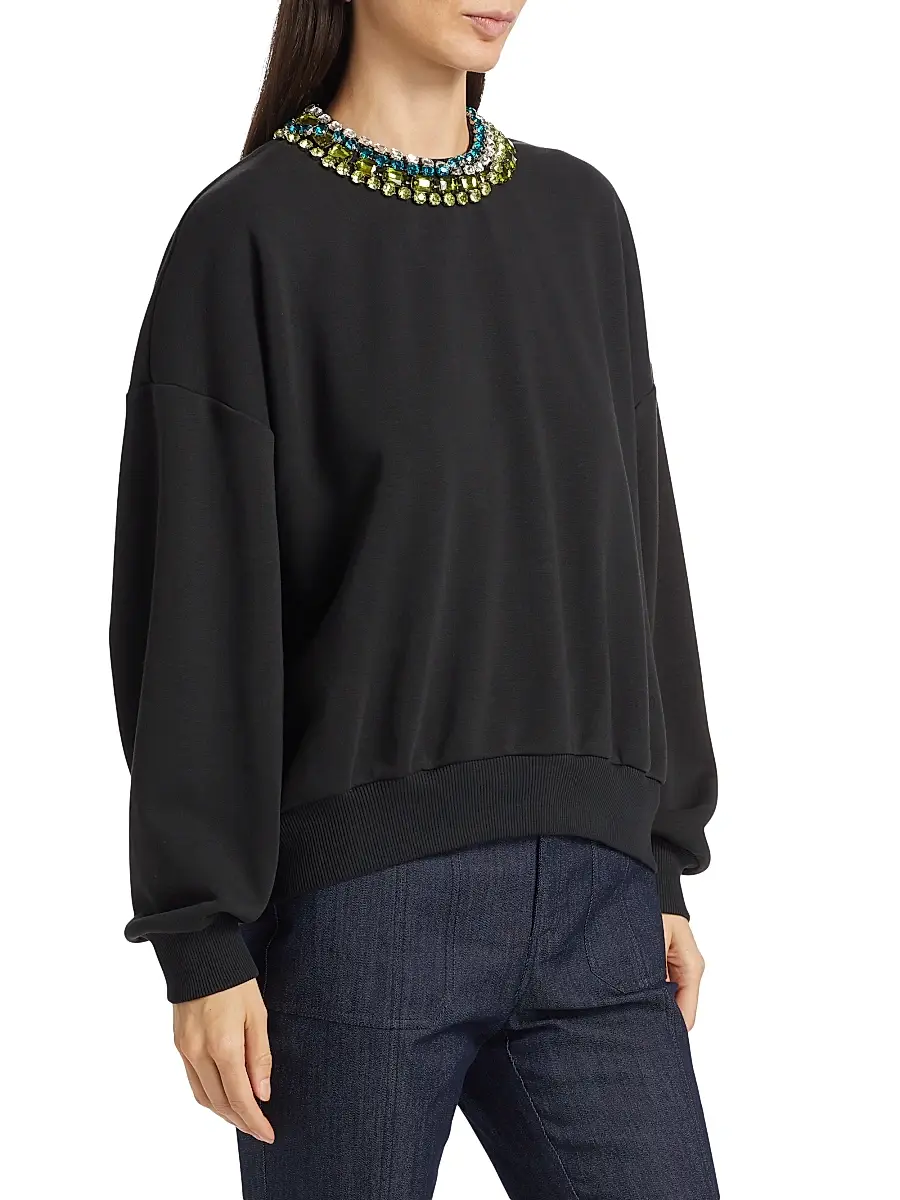 Cinq à Sept Women's Brandy Embellished Collar Sweatshirt - Black | Thumbnail 4 Cinq à Sept Women's Brandy Embellished Collar Sweatshirt - Black | Thumbnail 4