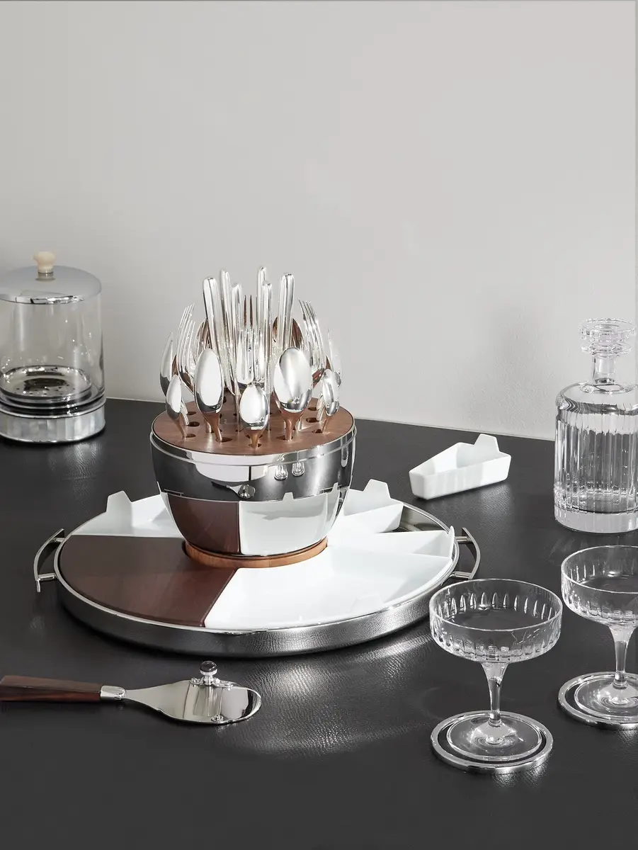 Christofle MOOD Party Stainless Steel, Walnut and Porcelain Tray - Men | Thumbnail 2 Christofle MOOD Party Stainless Steel, Walnut and Porcelain Tray - Men | Thumbnail 2