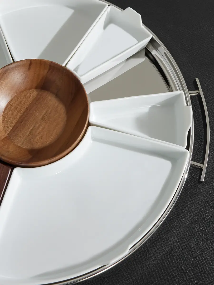 Christofle MOOD Party Stainless Steel, Walnut and Porcelain Tray - Men | Thumbnail 4 Christofle MOOD Party Stainless Steel, Walnut and Porcelain Tray - Men | Thumbnail 4
