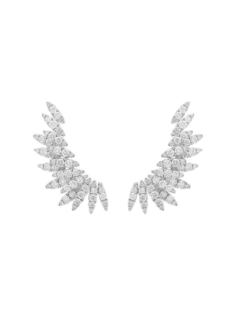 Wish Fine Jewelry 2.36ct Diamond 18K Gold Wing Climber Earrings