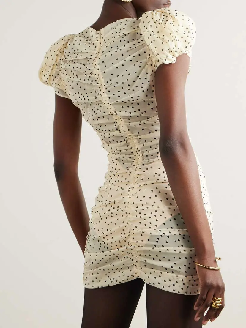 Magda Butrym Ruched Polka-dot Silk-blend Chiffon Mini Dress | Thumbnail 3