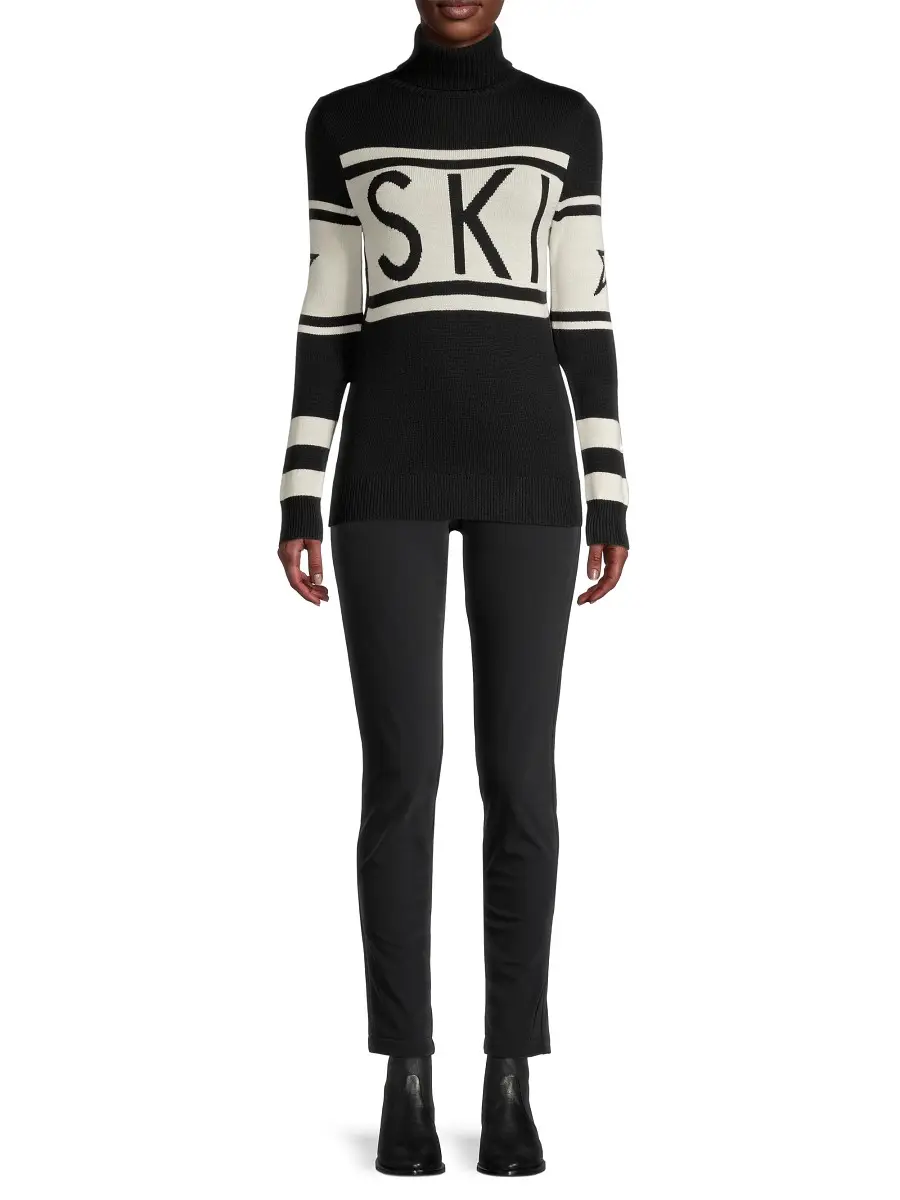 Perfect Moment Women's Wool Turtleneck Ski Sweater - Black | Image 1 Perfect Moment Women's Wool Turtleneck Ski Sweater - Black | Image 1