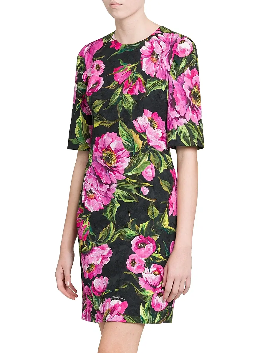 Dolce & Gabbana Women's Peonies Stretch-Cotton Minidress | Thumbnail 4 Dolce & Gabbana Women's Peonies Stretch-Cotton Minidress | Thumbnail 4