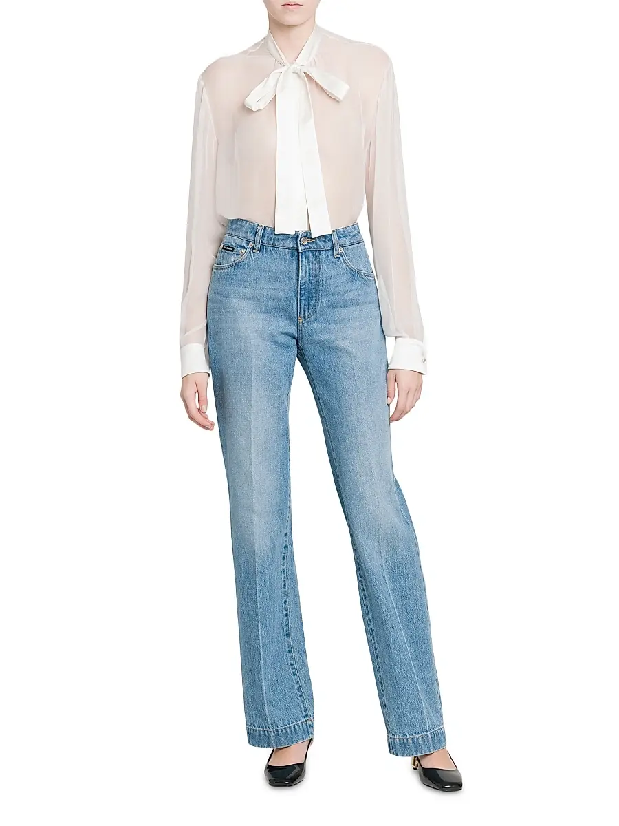 Dolce & Gabbana Women's Silk Chiffon Tieneck Blouse | Thumbnail 2