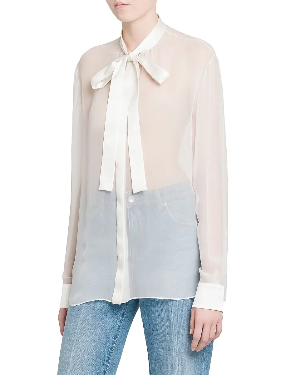 Dolce & Gabbana Women's Silk Chiffon Tieneck Blouse | Thumbnail 4