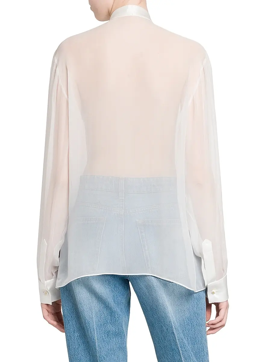 Dolce & Gabbana Women's Silk Chiffon Tieneck Blouse | Thumbnail 5