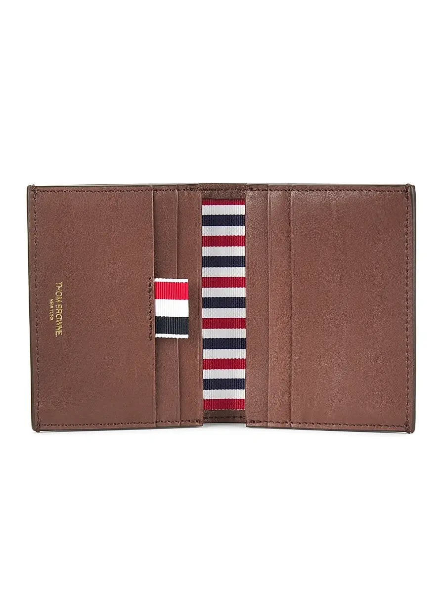 Thom Browne Men's Double Leather Card Case - Dark Brown | Thumbnail 2