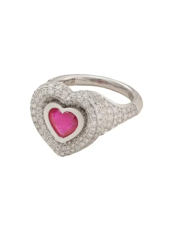 Manaal 2.0 18-karat White Gold, Diamond, Ruby And Enamel Ring - Pink