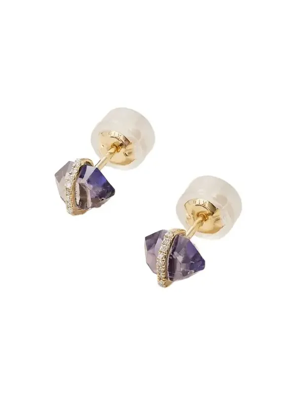 14-karat Recycled Gold, Iolite And Herkimer Diamond Earrings 14-karat Recycled Gold, Iolite And Herkimer Diamond Earrings