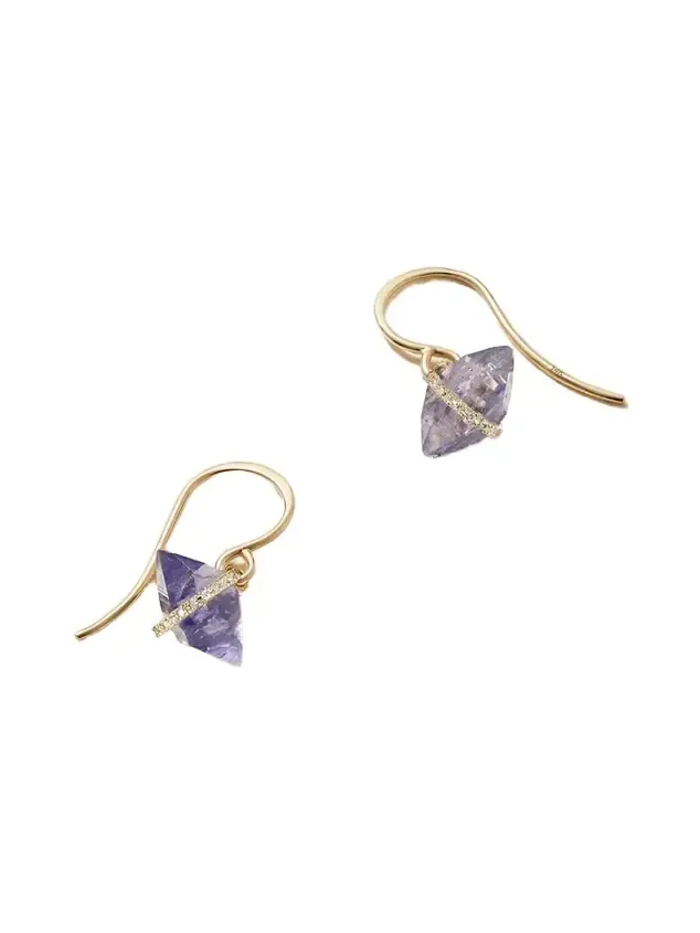 14-karat Recycled Gold, Iolite And Herkimer Diamond Earrings 14-karat Recycled Gold, Iolite And Herkimer Diamond Earrings