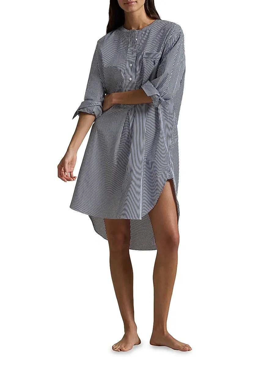 Polo Ralph Lauren Women's Striped Cotton Sleep Shirt | Thumbnail 2 Polo Ralph Lauren Women's Striped Cotton Sleep Shirt | Thumbnail 2