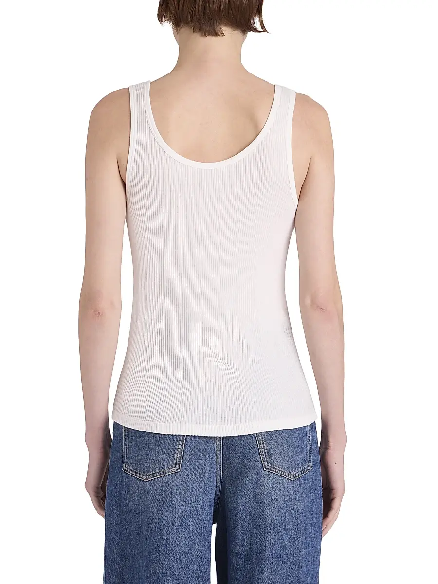 Chloé Women's Logo Cotton Rib-Knit Tank Top - White | Thumbnail 5 Chloé Women's Logo Cotton Rib-Knit Tank Top - White | Thumbnail 5