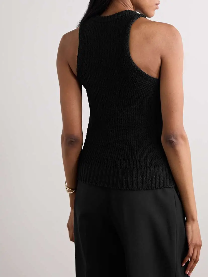 Jil Sander Embellished Ribbed Cotton-blend Tank | Thumbnail 4 Jil Sander Embellished Ribbed Cotton-blend Tank | Thumbnail 4