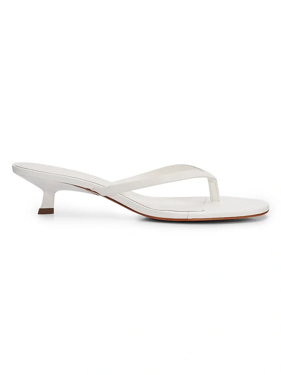 Schutz Women's Carolyn 50MM Leather Kitten-Heel Sandals - White | Image 1 Schutz Women's Carolyn 50MM Leather Kitten-Heel Sandals - White | Image 1