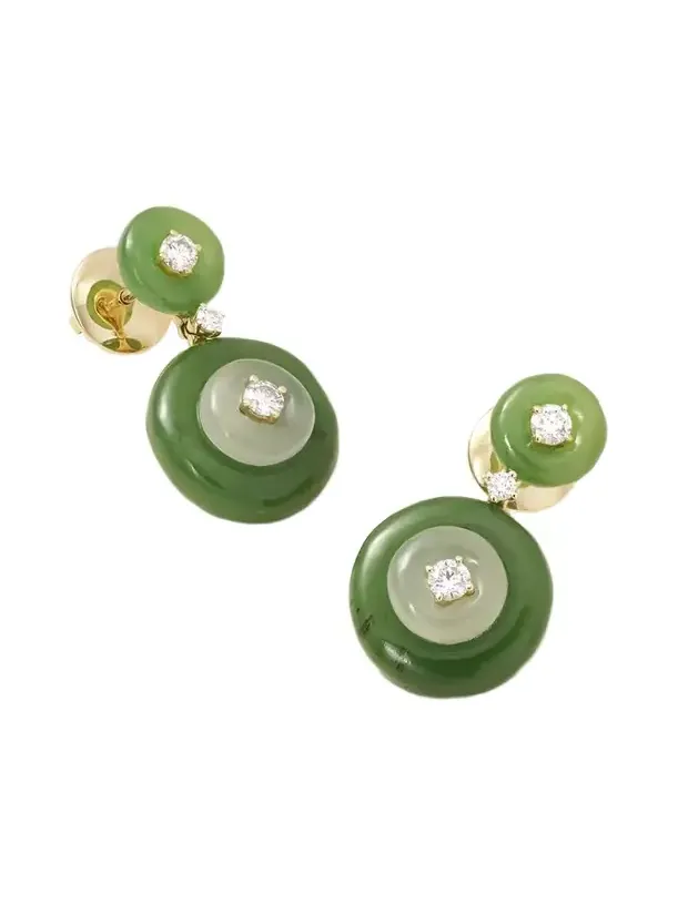 Signal 18-karat Gold Diamond, Jade And Aquamarine Earrings Signal 18-karat Gold Diamond, Jade And Aquamarine Earrings