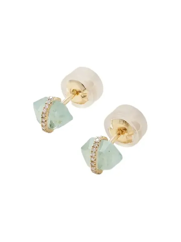 14-karat Recycled Gold, Aquamarine And Herkimer Diamond Earrings 14-karat Recycled Gold, Aquamarine And Herkimer Diamond Earrings
