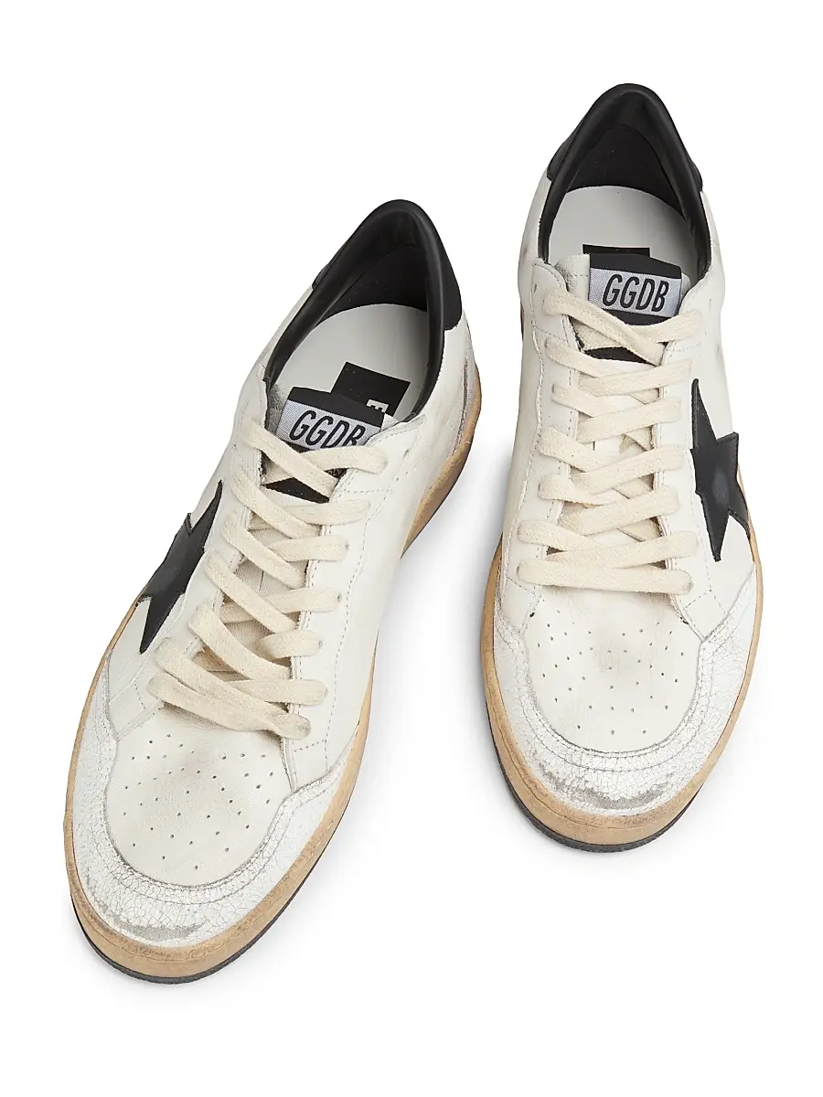 Golden Goose Men's Ballstar Leather Low-Top Sneakers - White Black | Thumbnail 4 Golden Goose Men's Ballstar Leather Low-Top Sneakers - White Black | Thumbnail 4