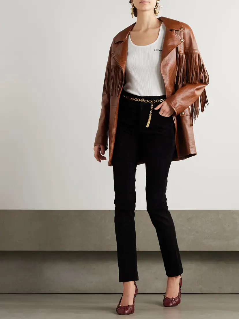 Chloé Belted Fringed Leather Jacket | Thumbnail 2