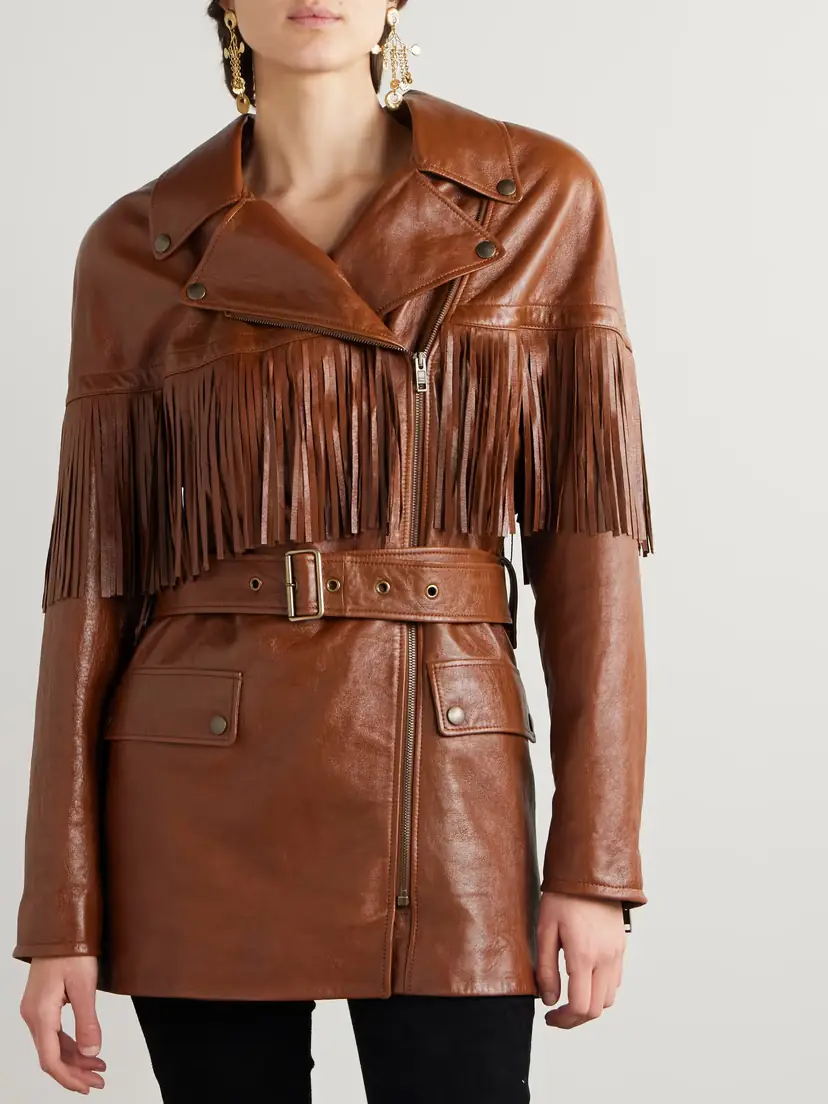 Chloé Belted Fringed Leather Jacket | Thumbnail 3