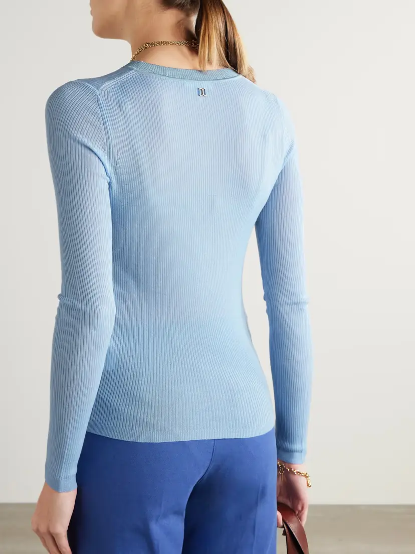 Chloé Silk-trimmed Ribbed Wool Sweater | Thumbnail 4
