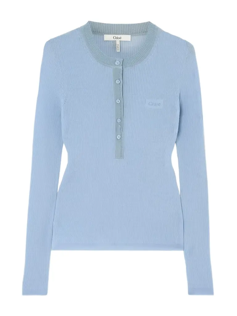 Silk-trimmed Ribbed Wool Sweater