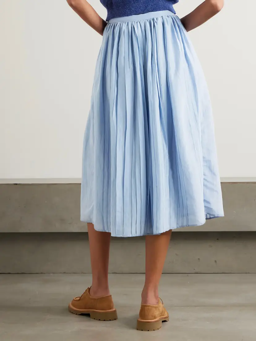 Thierry Colson Pintucked Cotton And Silk-blend Voile Midi Skirt | Thumbnail 3 Thierry Colson Pintucked Cotton And Silk-blend Voile Midi Skirt | Thumbnail 3