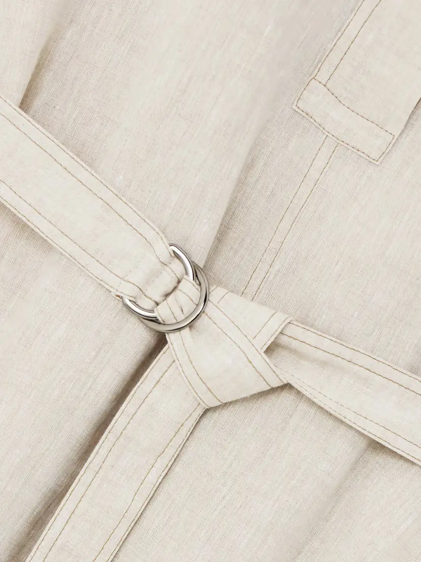 Brunello Cucinelli Belted Bead-embellished Linen Midi Dress | Thumbnail 4 Brunello Cucinelli Belted Bead-embellished Linen Midi Dress | Thumbnail 4