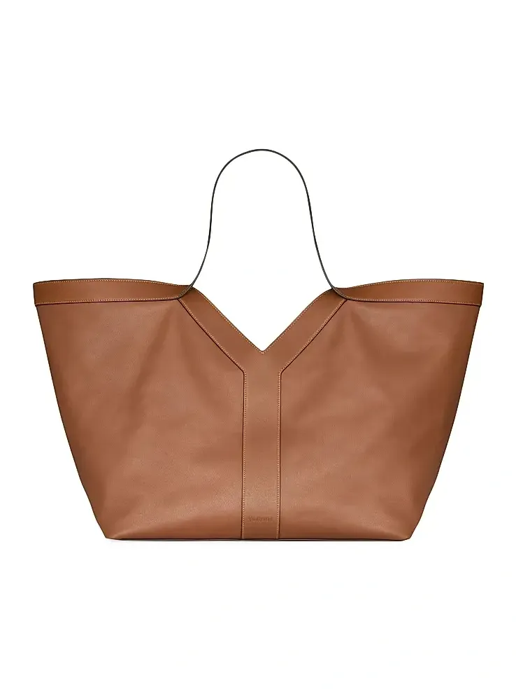 Women's Y Tote Shoulder Bag in Leather - Brown Women's Y Tote Shoulder Bag in Leather - Brown
