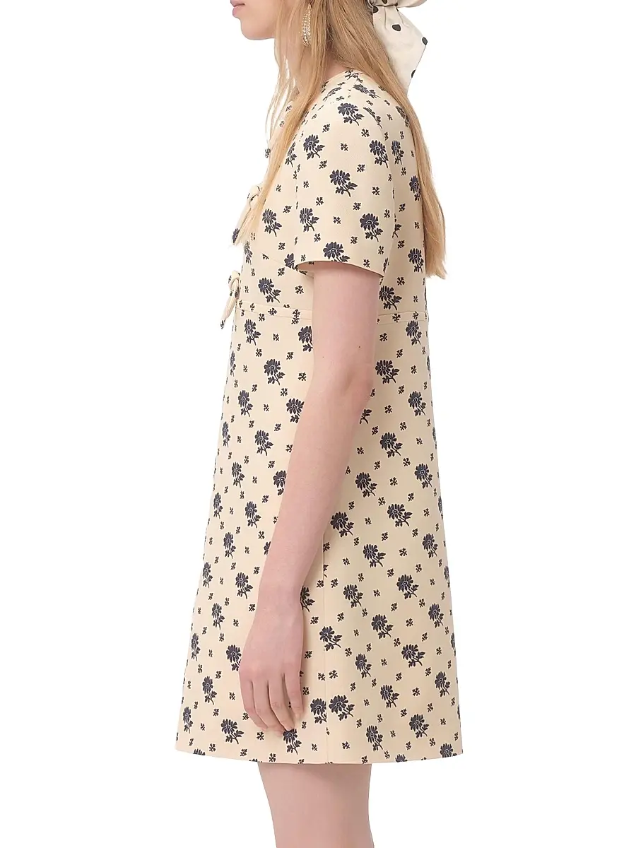 Valentino Garavani Women's Short Dress in Crepe Couture - Latte Blue | Thumbnail 3 Valentino Garavani Women's Short Dress in Crepe Couture - Latte Blue | Thumbnail 3