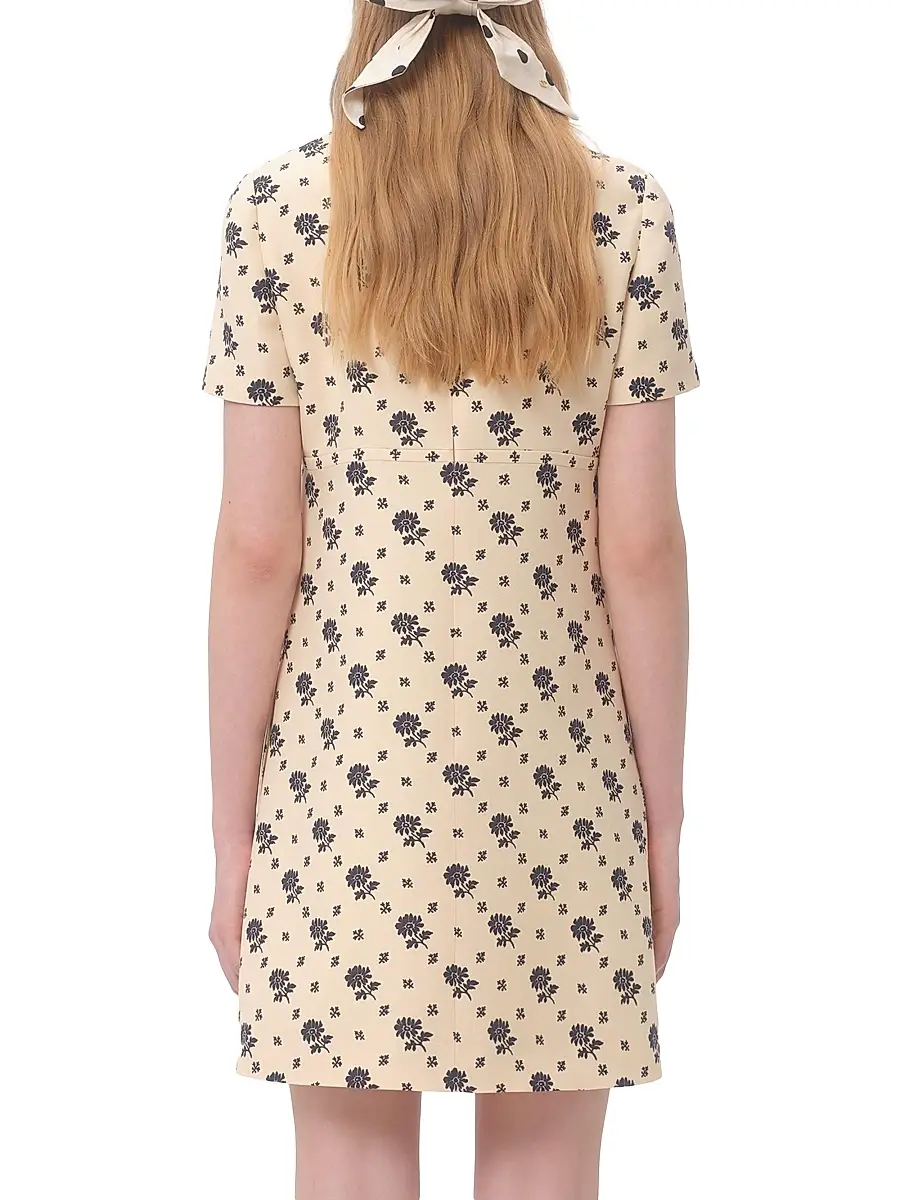 Valentino Garavani Women's Short Dress in Crepe Couture - Latte Blue | Thumbnail 4 Valentino Garavani Women's Short Dress in Crepe Couture - Latte Blue | Thumbnail 4