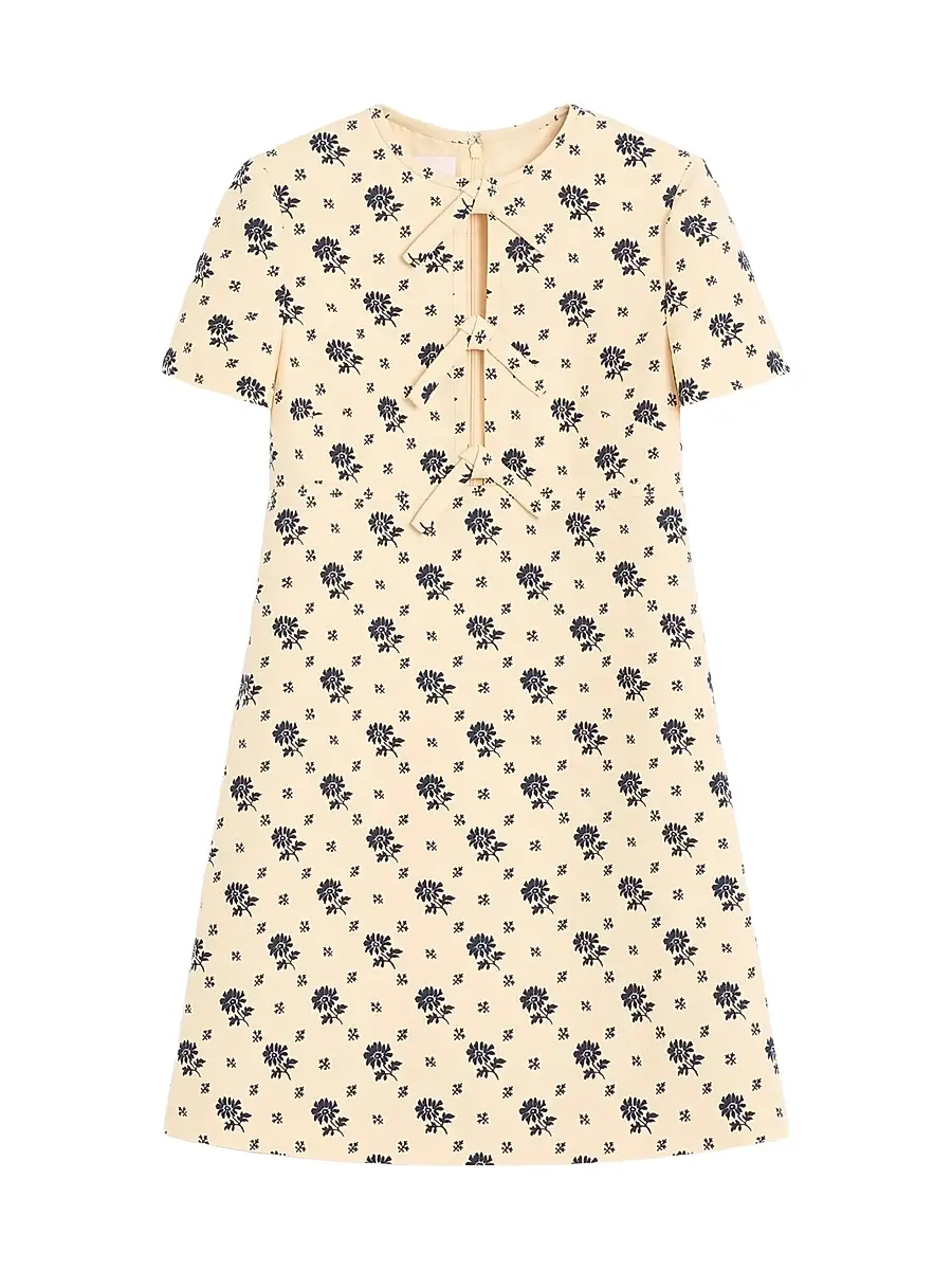 Valentino Garavani Women's Short Dress in Crepe Couture - Latte Blue | Thumbnail 1 Valentino Garavani Women's Short Dress in Crepe Couture - Latte Blue | Thumbnail 1