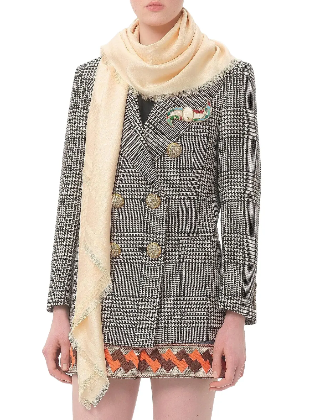 Women's Toute La V Wool and Silk Shawl - Butter Women's Toute La V Wool and Silk Shawl - Butter