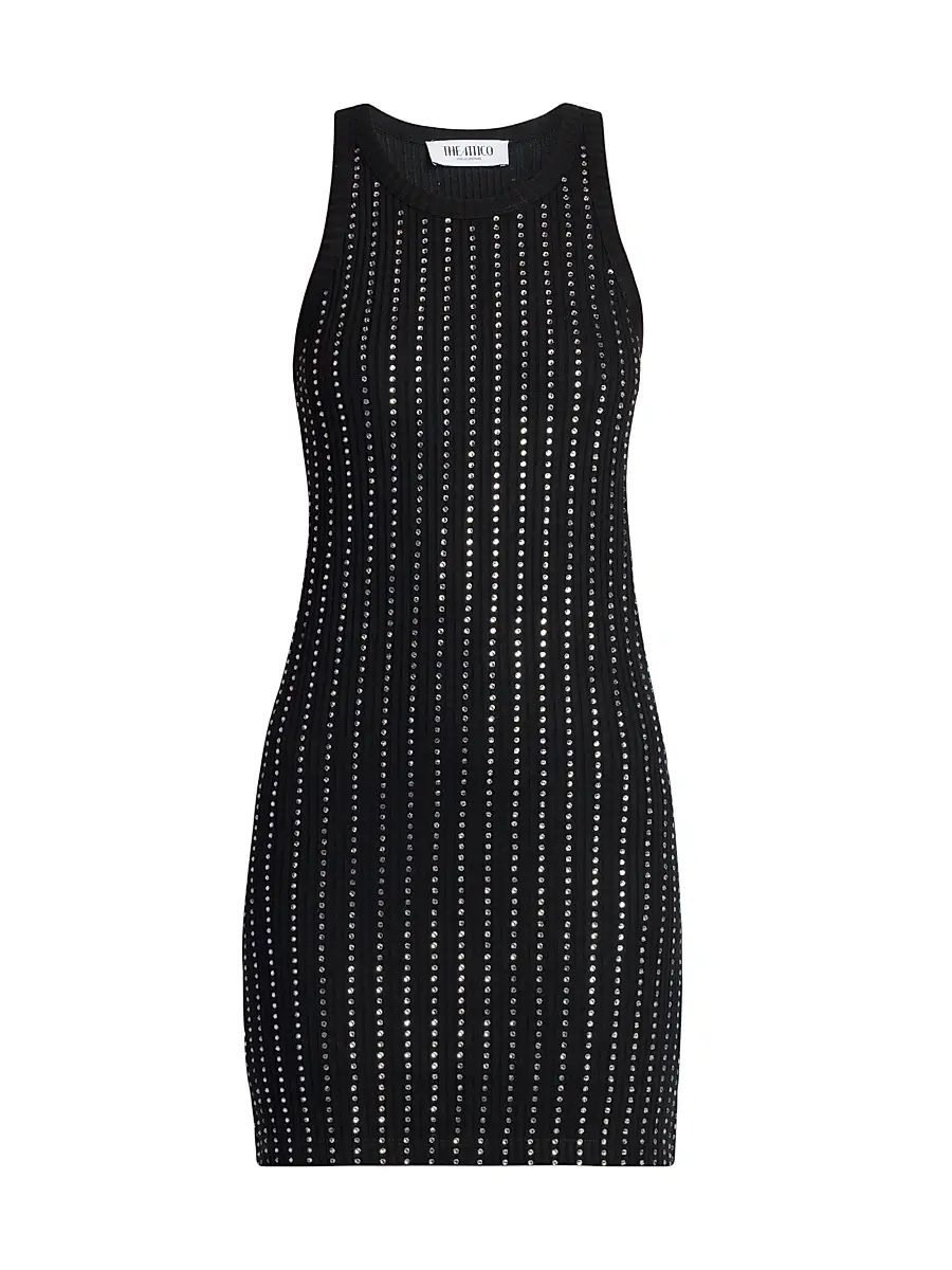 The Attico Women's Crystal-Embellished Cotton Minidress - Black | Image 1 The Attico Women's Crystal-Embellished Cotton Minidress - Black | Image 1