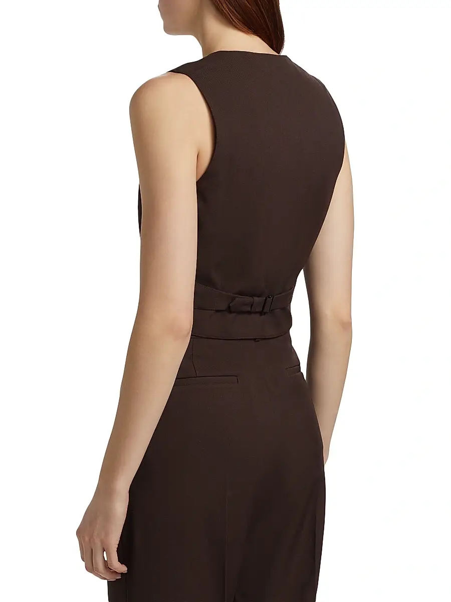 WARDROBE.NYC Women's Virgin Wool Cropped Vest - Dark Brown | Thumbnail 5 WARDROBE.NYC Women's Virgin Wool Cropped Vest - Dark Brown | Thumbnail 5