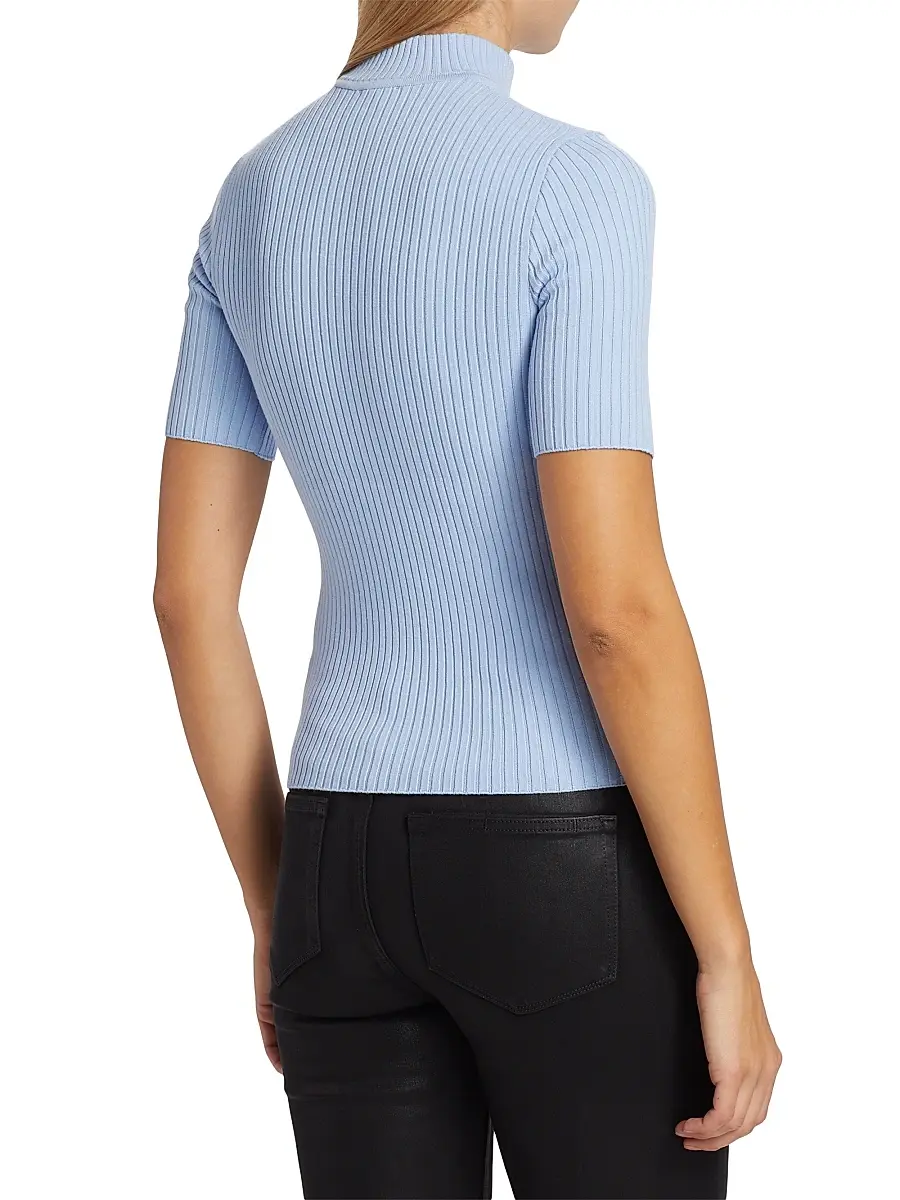 Courrèges Women's Reedition Rib-Knit Blouse - Sky | Thumbnail 5