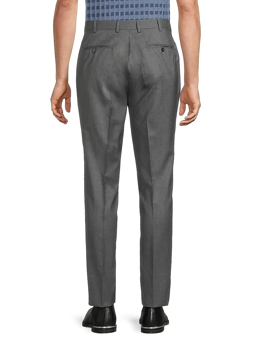 Isaia Men's Basic Extended-Tab Wool Trousers - Charcoal | Thumbnail 11