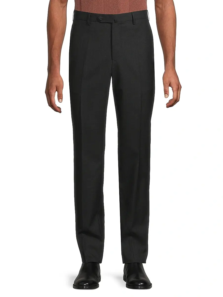 Isaia Men's Basic Extended-Tab Wool Trousers - Charcoal | Thumbnail 3