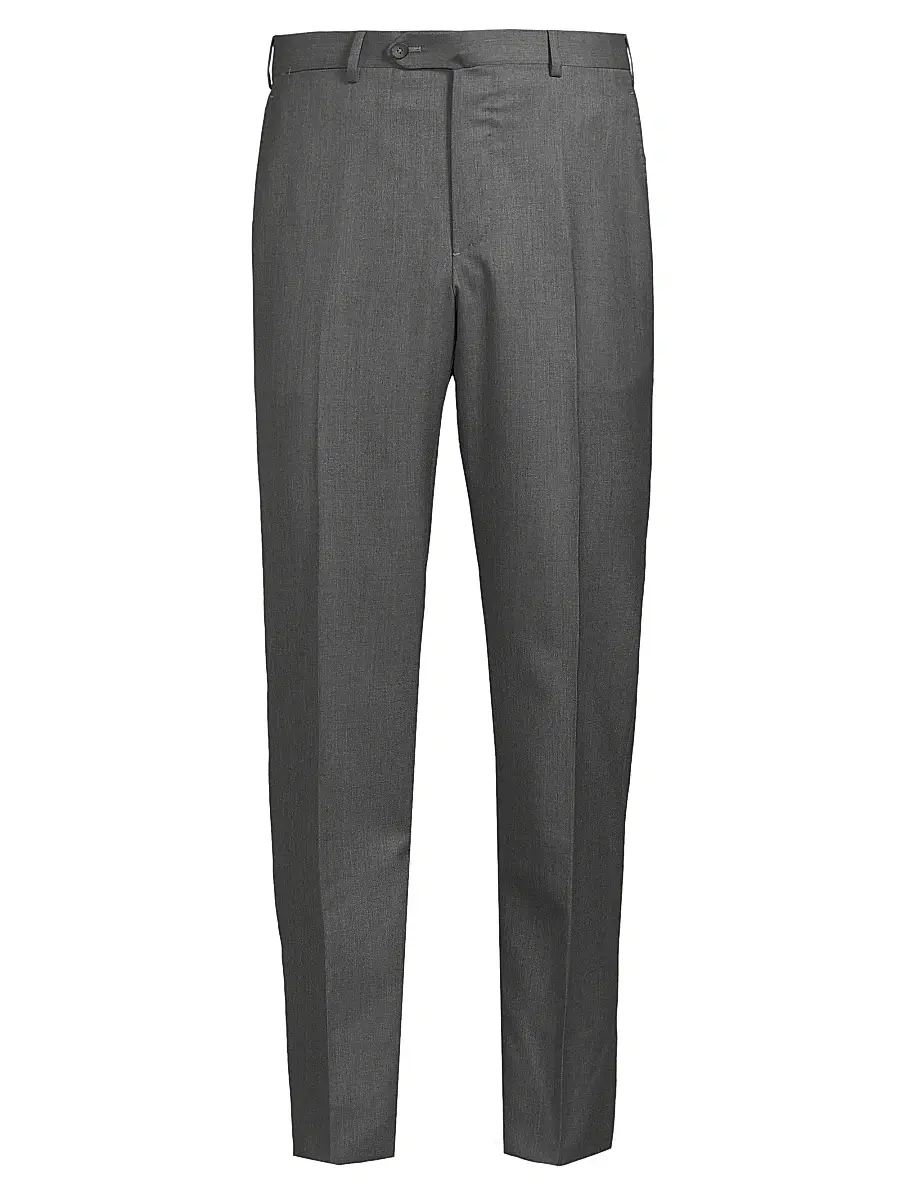 Isaia Men's Basic Extended-Tab Wool Trousers - Charcoal | Thumbnail 7