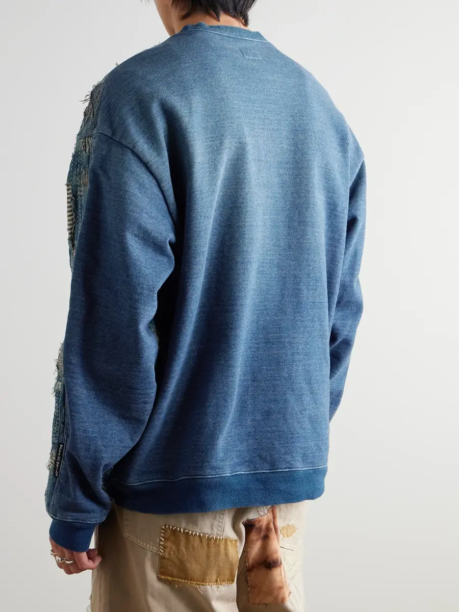 KAPITAL Boro Distressed Patchwork Cotton and Linen-Blend Sweatshirt - Men | Thumbnail 3 KAPITAL Boro Distressed Patchwork Cotton and Linen-Blend Sweatshirt - Men | Thumbnail 3